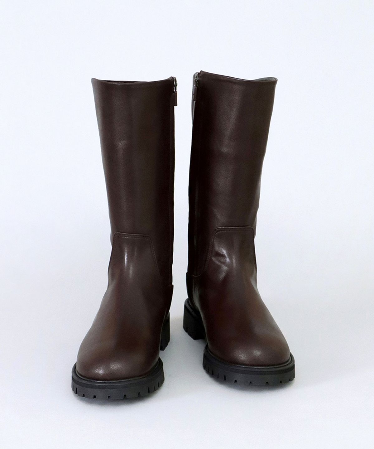 흰(HEENN) Chunky Sole Mid Calf Boots . Brown