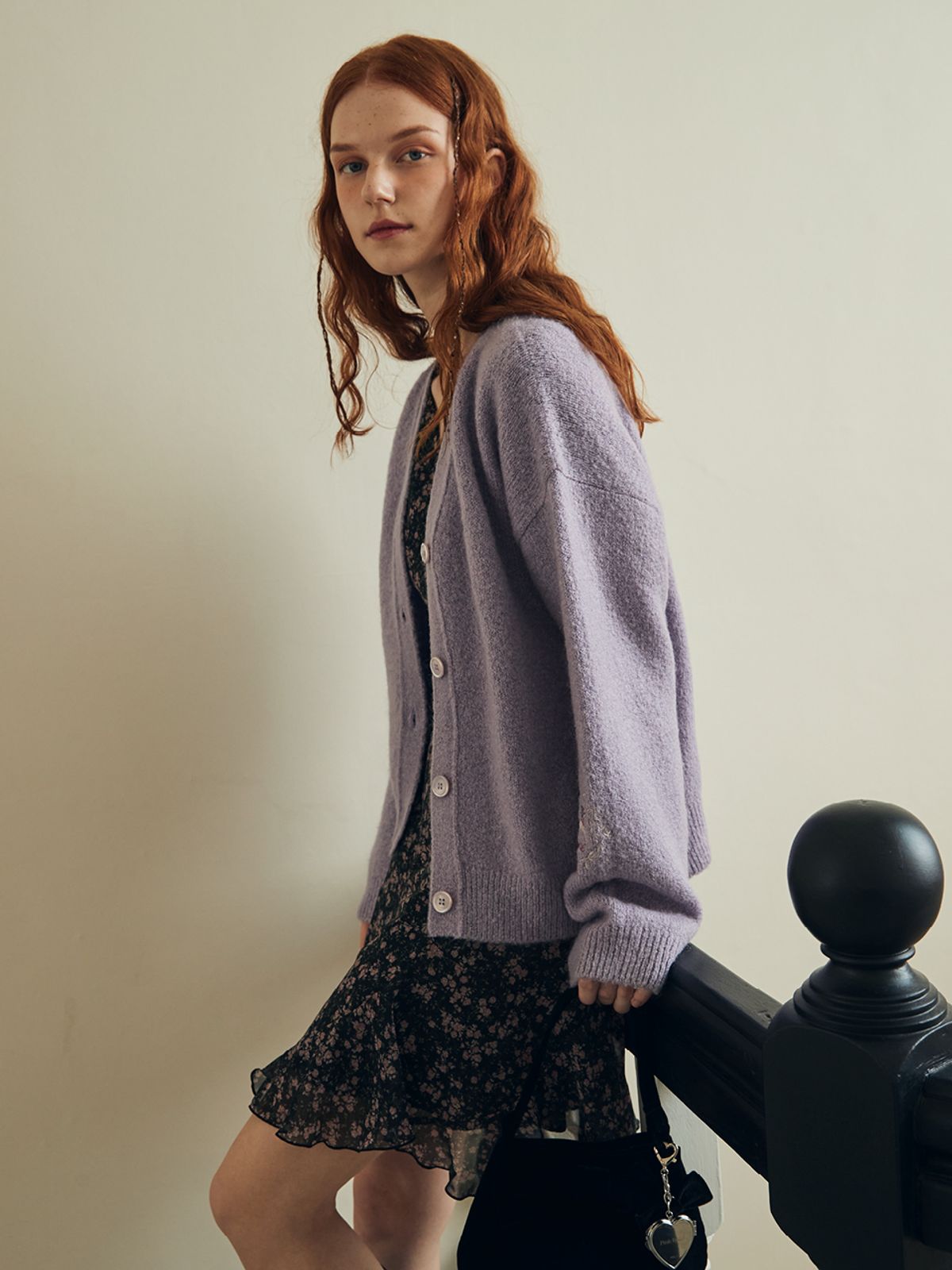오앨(OUEL) MOHAIR WOOL BAMBI CARDIGAN_LIGHT VIOLET