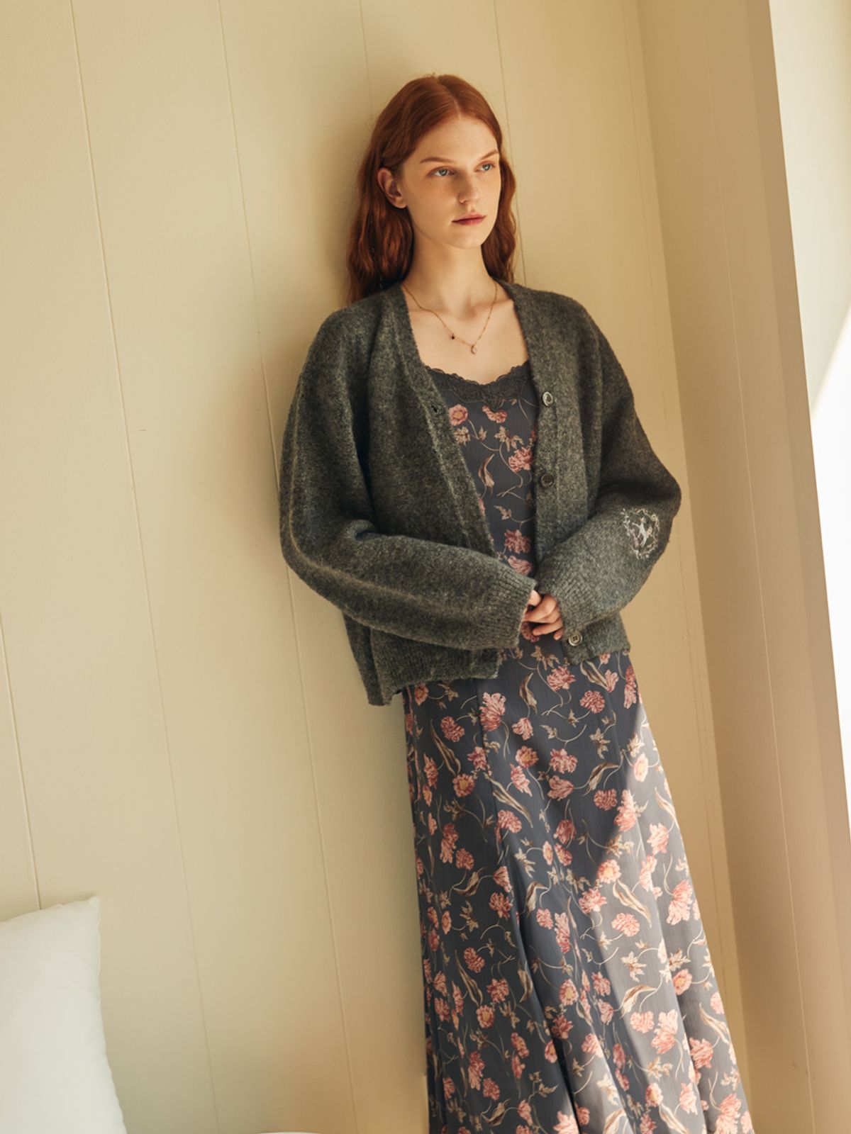 오앨(OUEL) MOHAIR WOOL BAMBI CARDIGAN_CHARCOAL