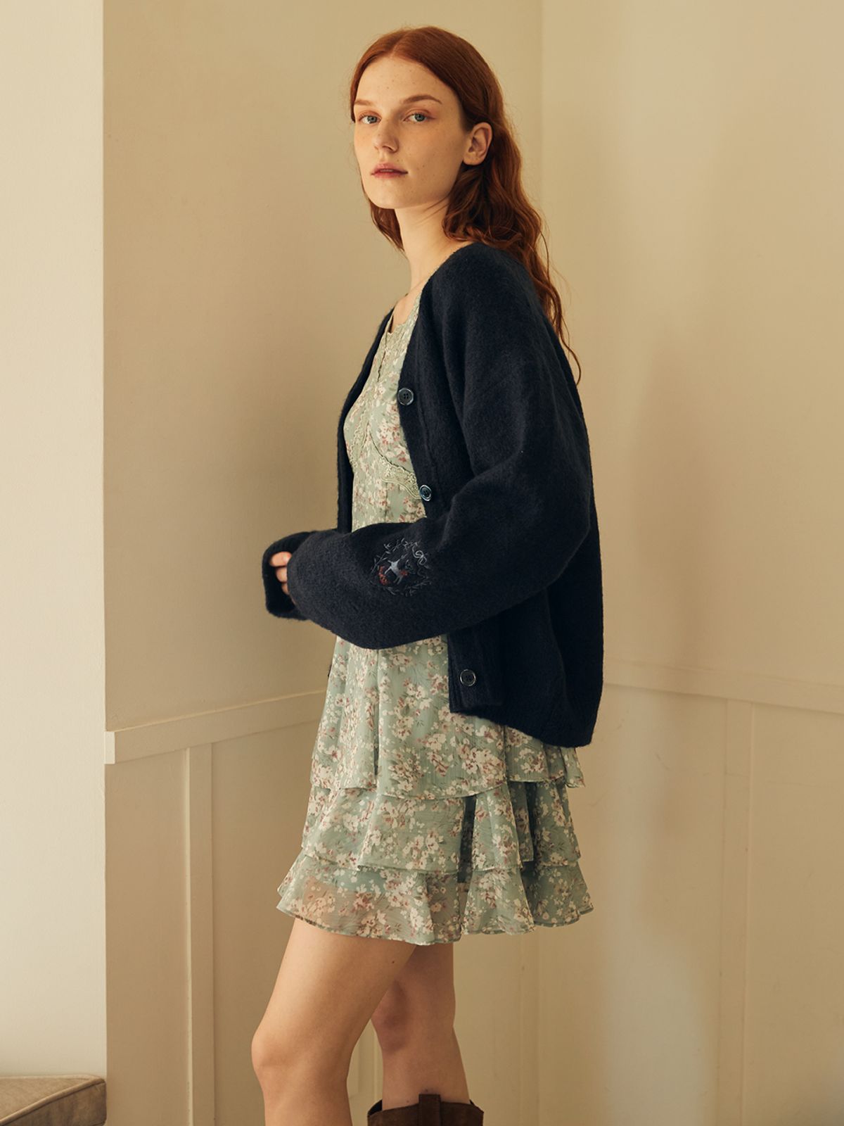 오앨(OUEL) MOHAIR WOOL BAMBI CARDIGAN_NAVY