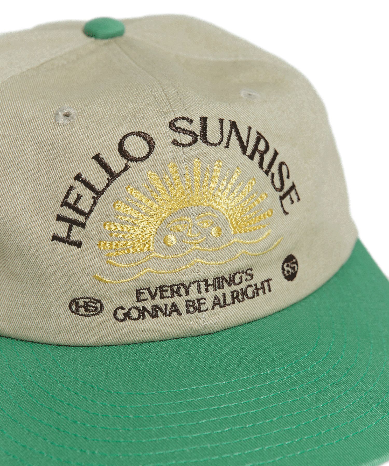 헬로 선라이즈(HELLO SUNRISE) Washed HS Arch Logo 6Panel Cap (Beige & Vintage Green)  - 사이즈 & 후기 | 무신사