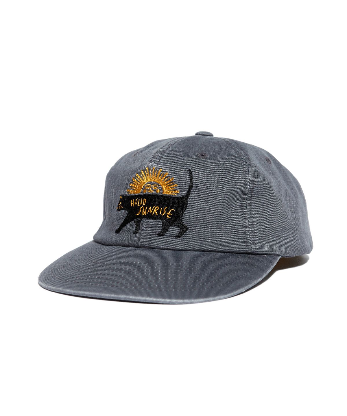 헬로 선라이즈(HELLO SUNRISE) Washed Sunrise Cat Logo 6Panel Cap (Vintage Gray)