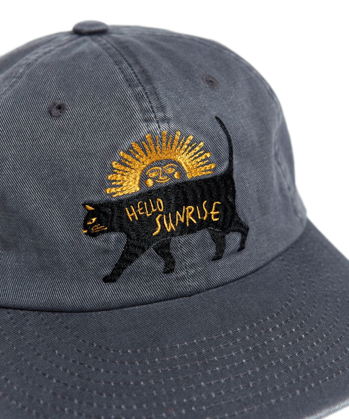헬로 선라이즈(HELLO SUNRISE) Washed Sunrise Cat Logo 6Panel Cap (Vintage Gray)