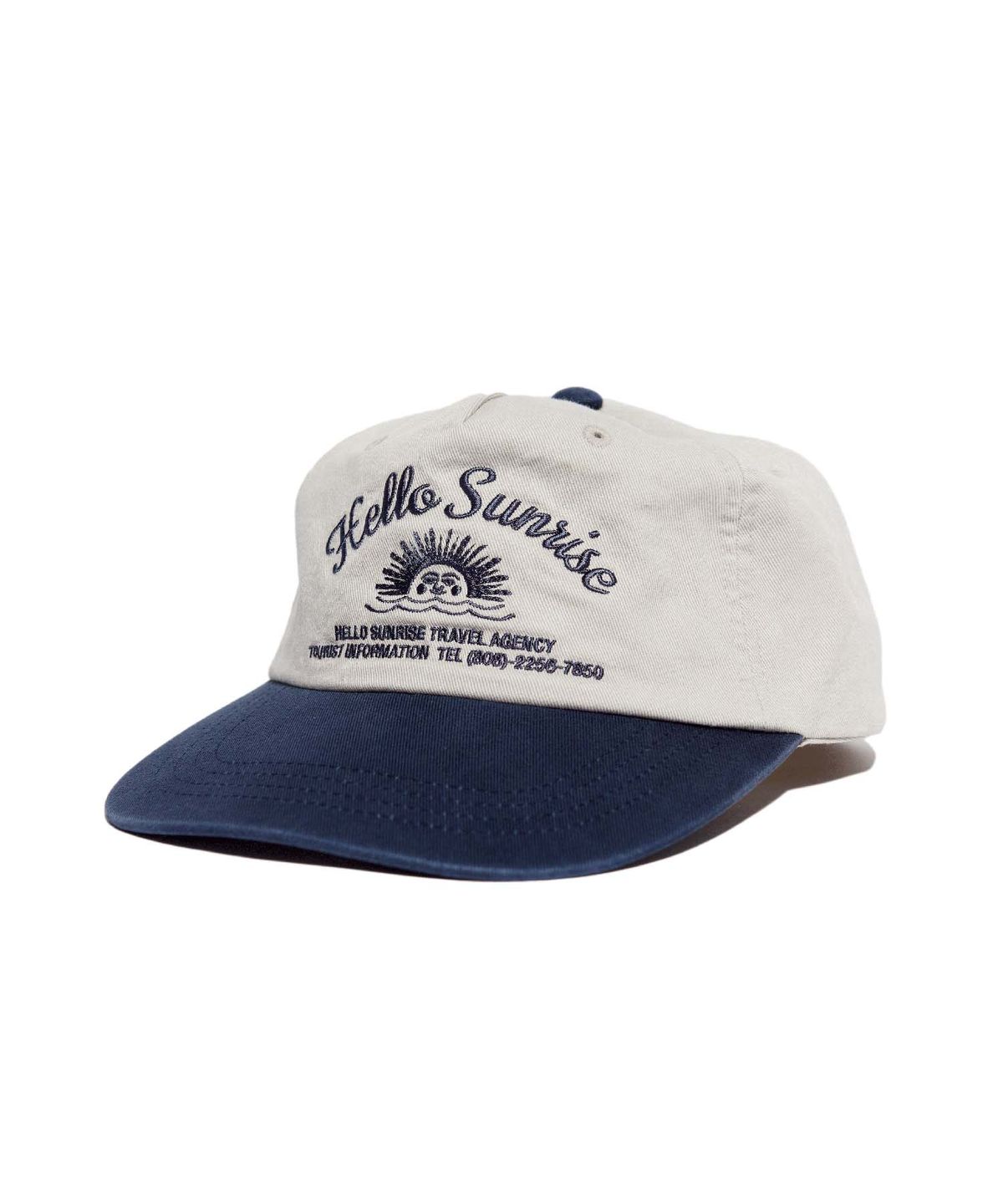 헬로 선라이즈(HELLO SUNRISE) HS Travel Agency Logo 5Panel Cap (Light Gray/Navy)