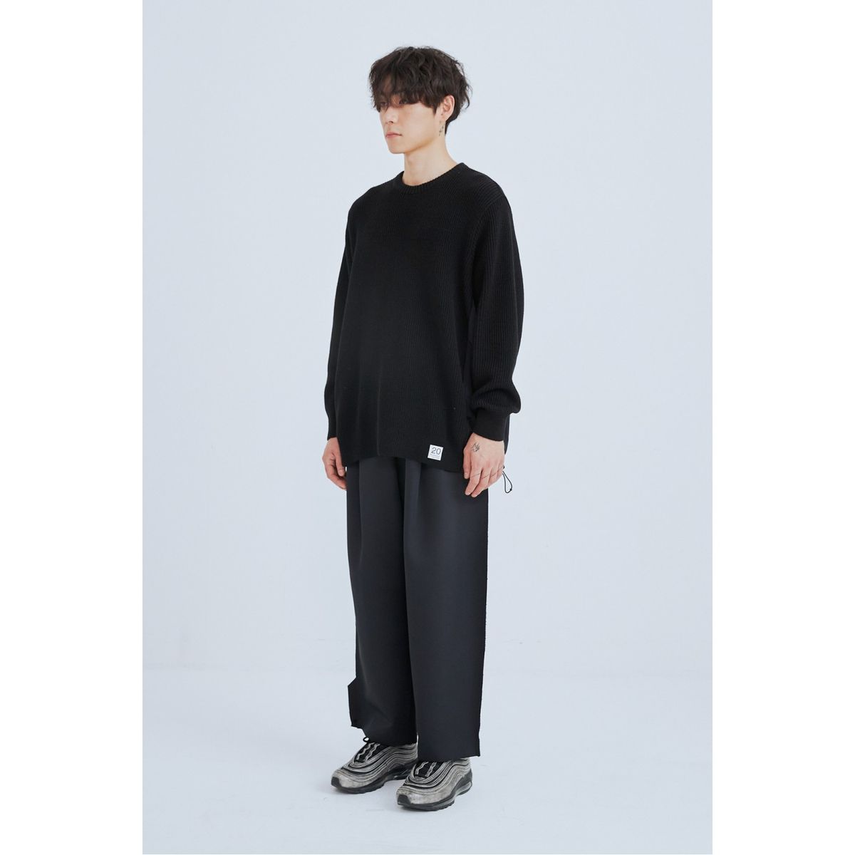 래코드(RECODE) Raw Edged Two Tuck Pants_RKPAA23606BKX