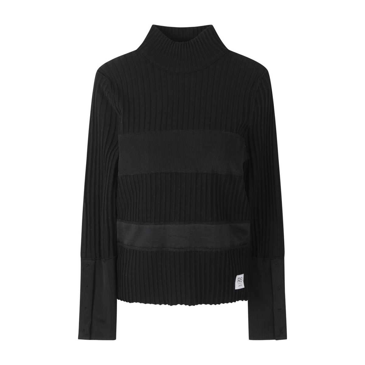 래코드(RECODE) Fabric Patch Work Knit Top_RQWAA23507BKX