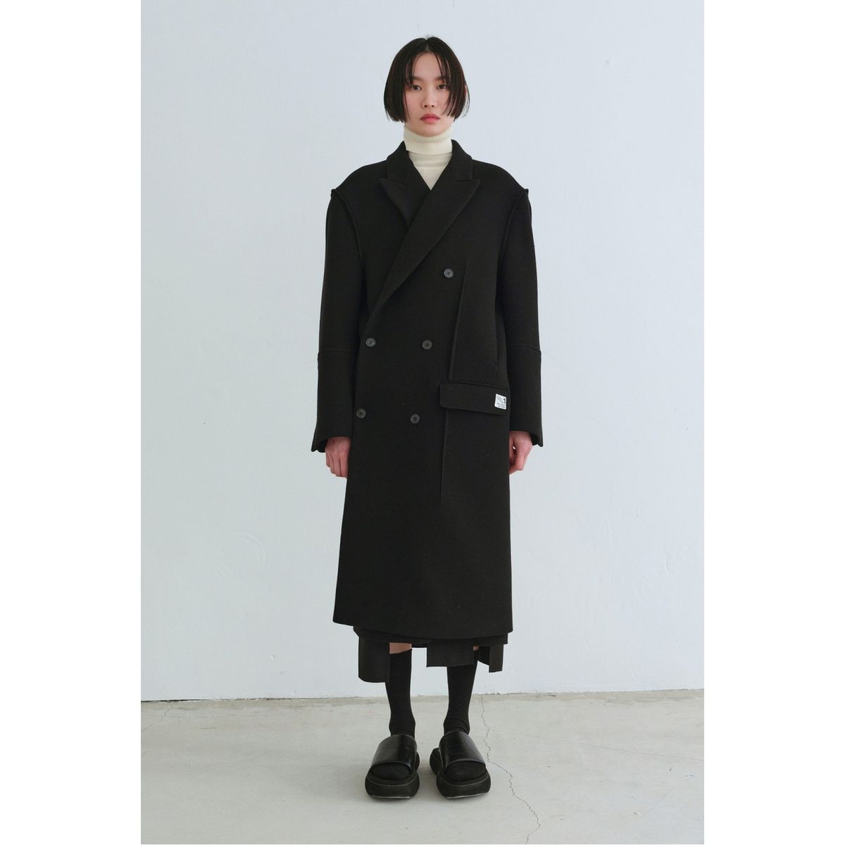 래코드(RECODE) Oversized Two way Double Coat_RQCAW23530BKX