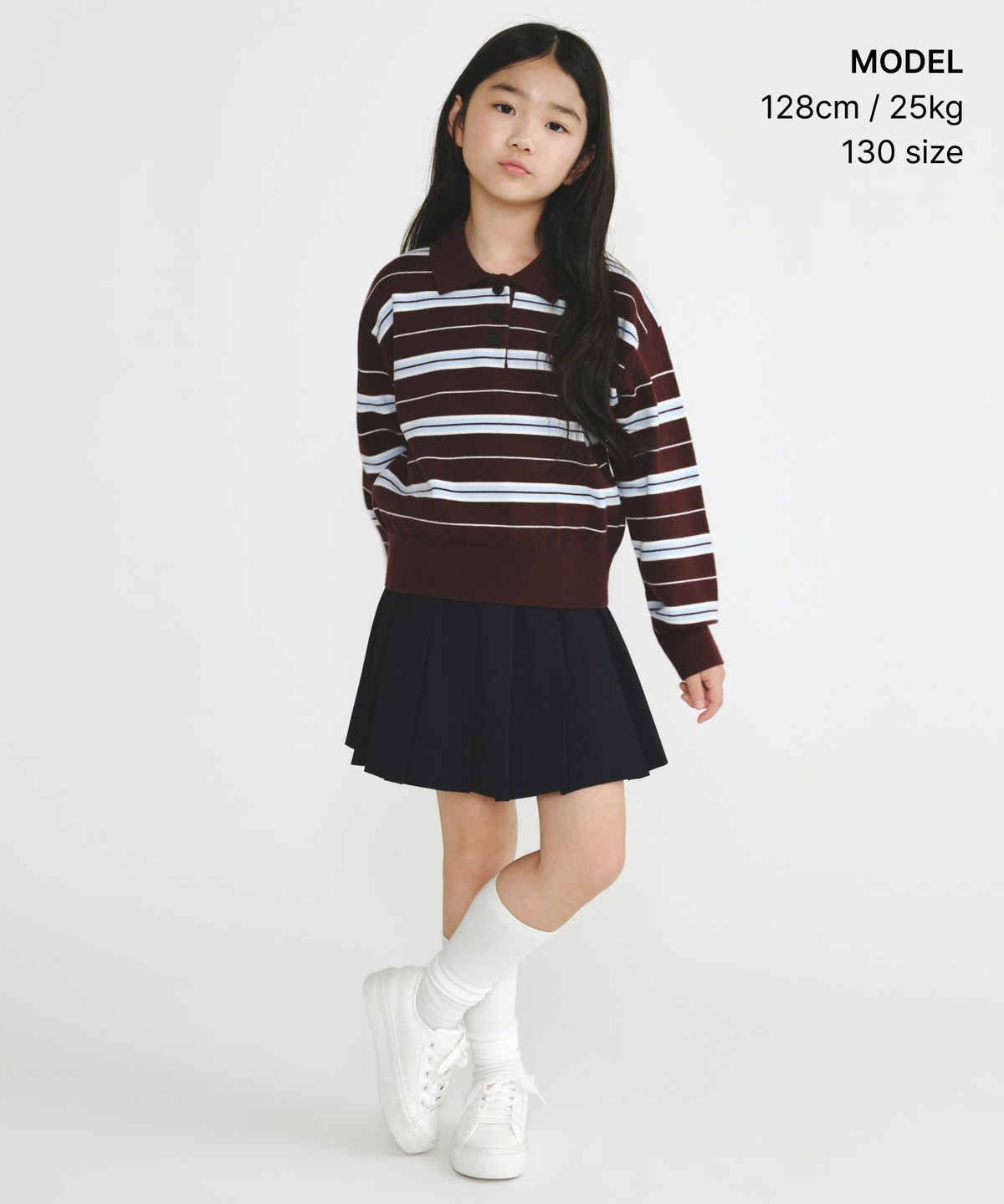 무신사 스탠다드 키즈(MUSINSA STANDARD KIDS) 밴딩 플리츠 스커트 [네이비]
