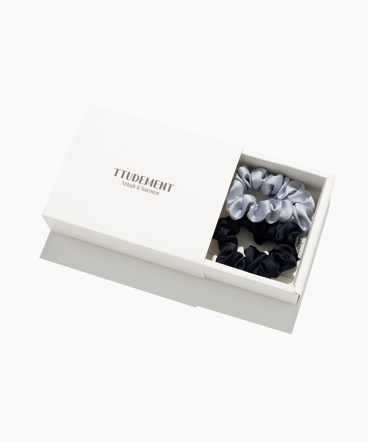 튜드먼트(TTUDEMENT) SATIN SCRUNCHIE SET NAVY/L.BLUE