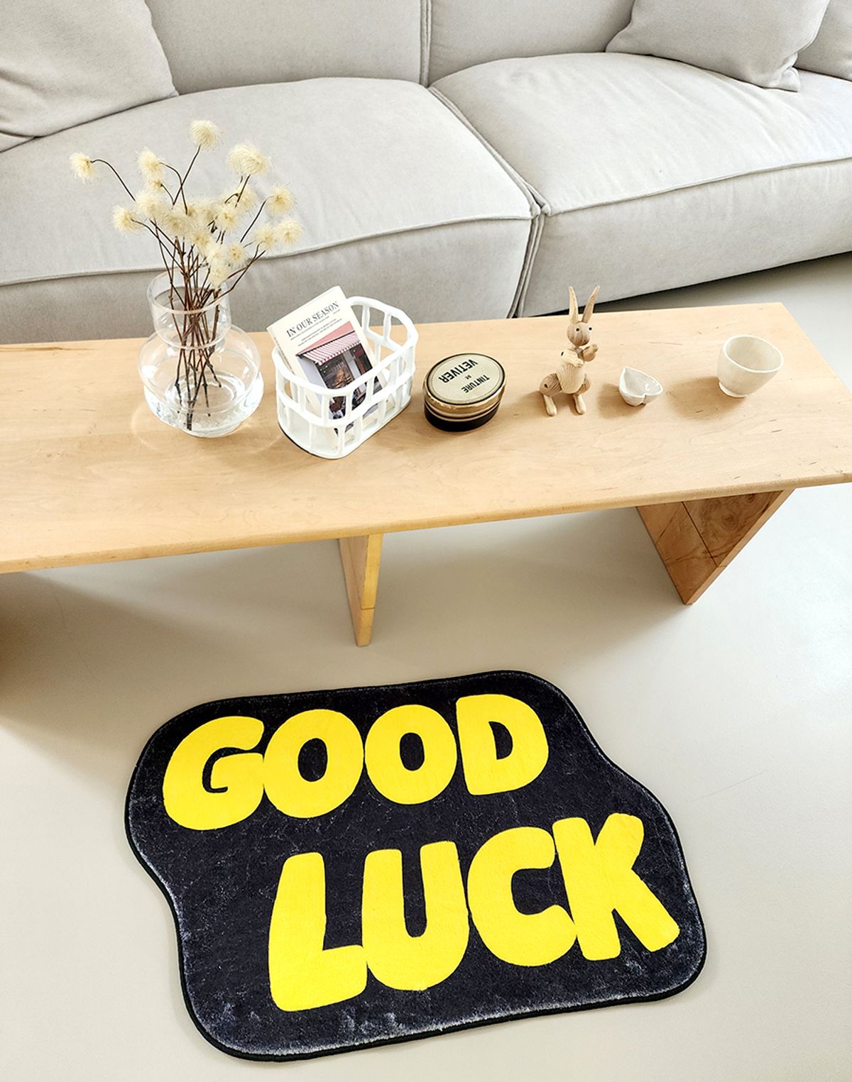 블랑쉬하우스(BLANCHE HOUSE) 블랙 Good luck 소프트 로맨틱 미니 러그 50x80