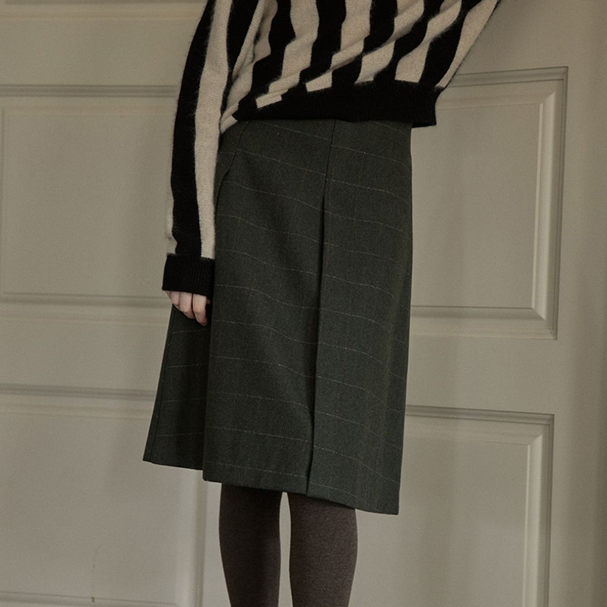 프라우드 마리(PROUD MARY) PM_Tea green pleated cotton skirt
