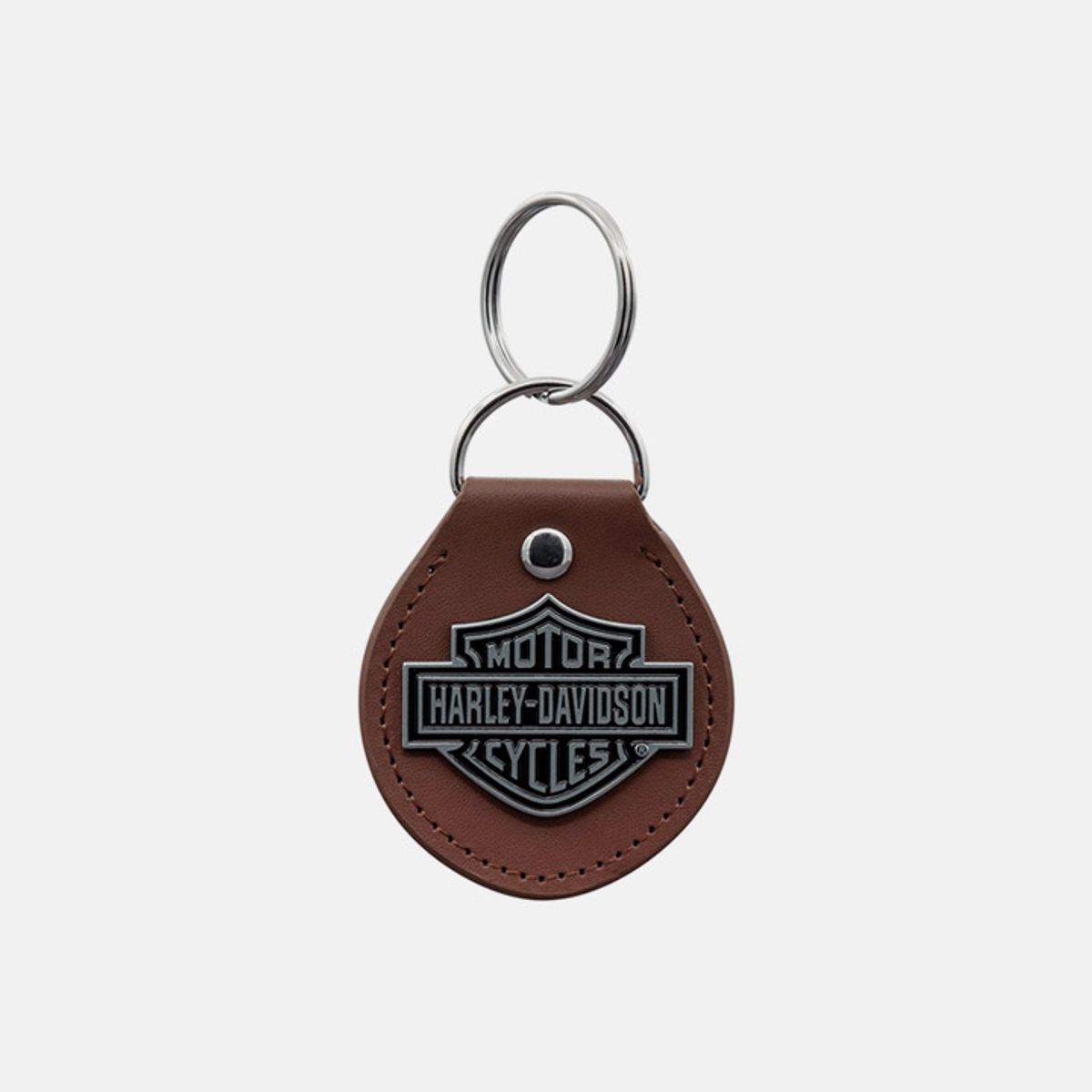 할리데이비슨(HARLEY-DAVIDSON) 바앤실드 로고 브라운 가죽 키링