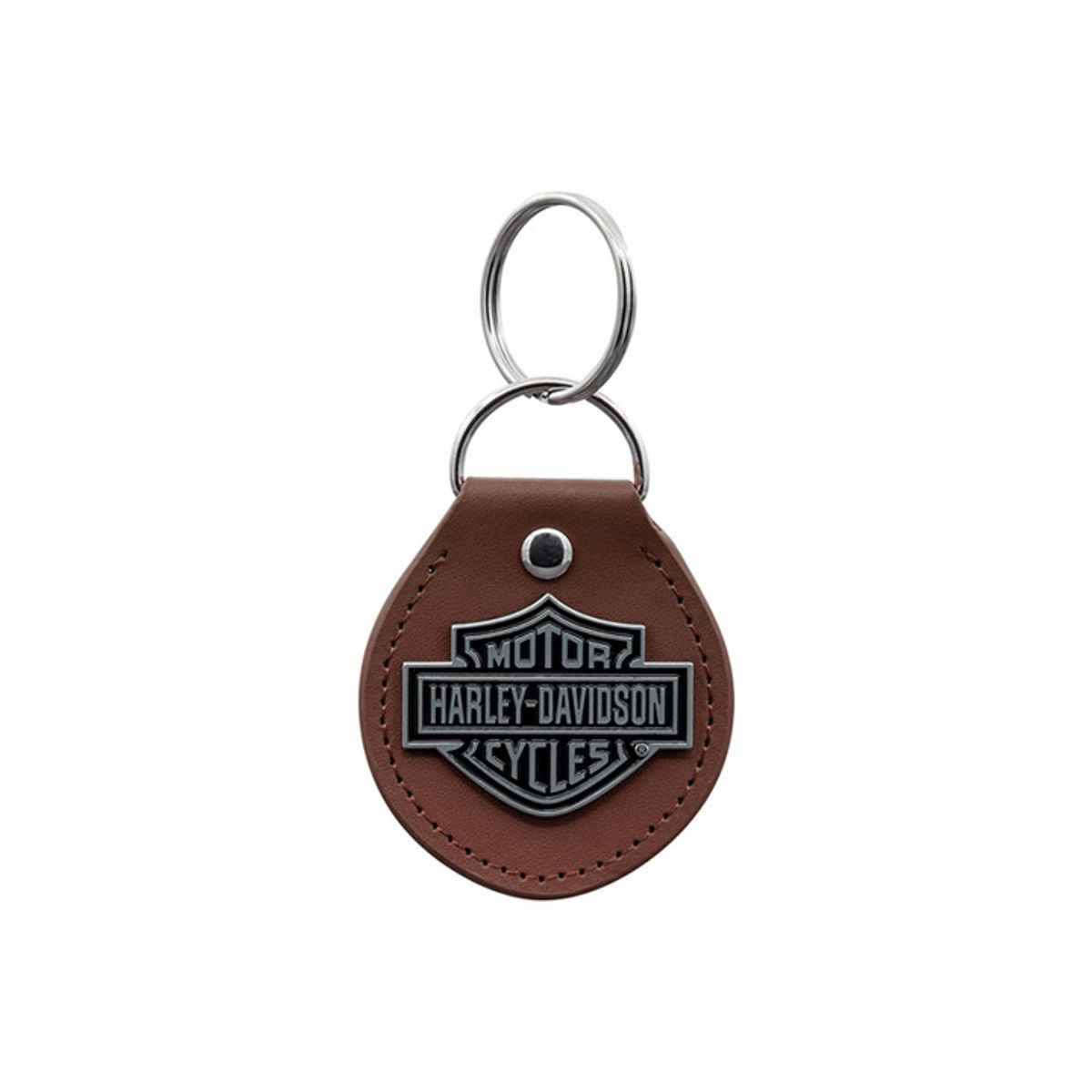 할리데이비슨(HARLEY-DAVIDSON) 바앤실드 로고 브라운 가죽 키링