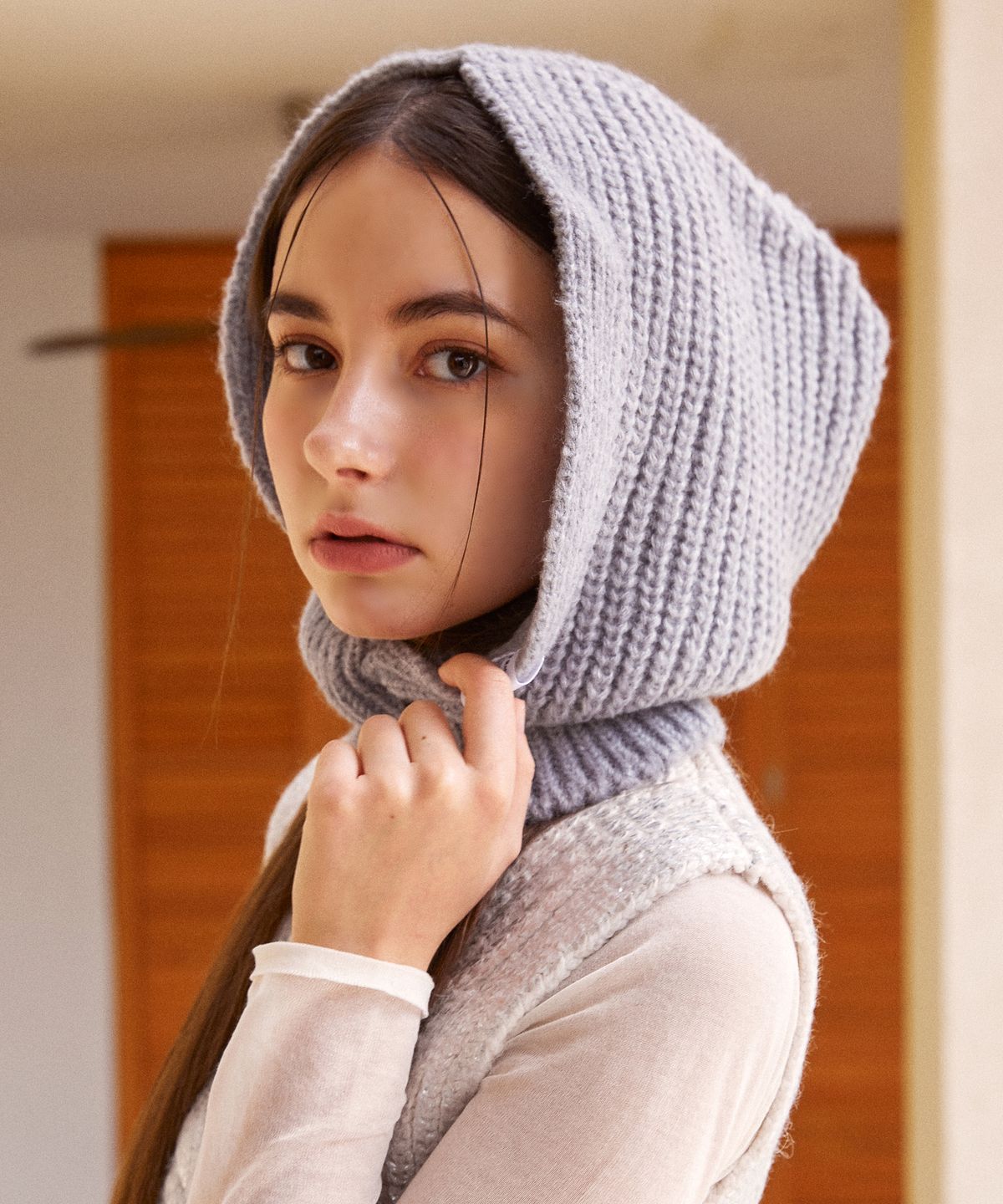엘케블룸(ELKE BLOEM) BASIC KNIT GRAY BARACLAVA