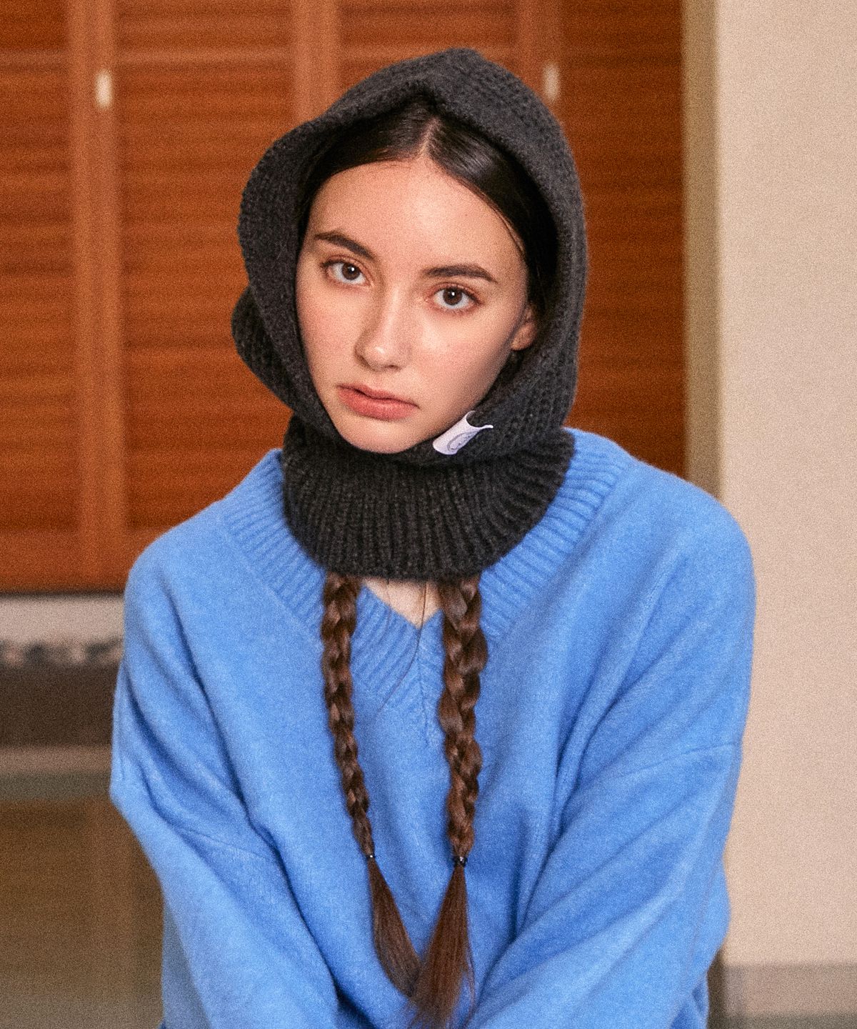 엘케블룸(ELKE BLOEM) BASIC KNIT CHARCOAL BARACLAVA
