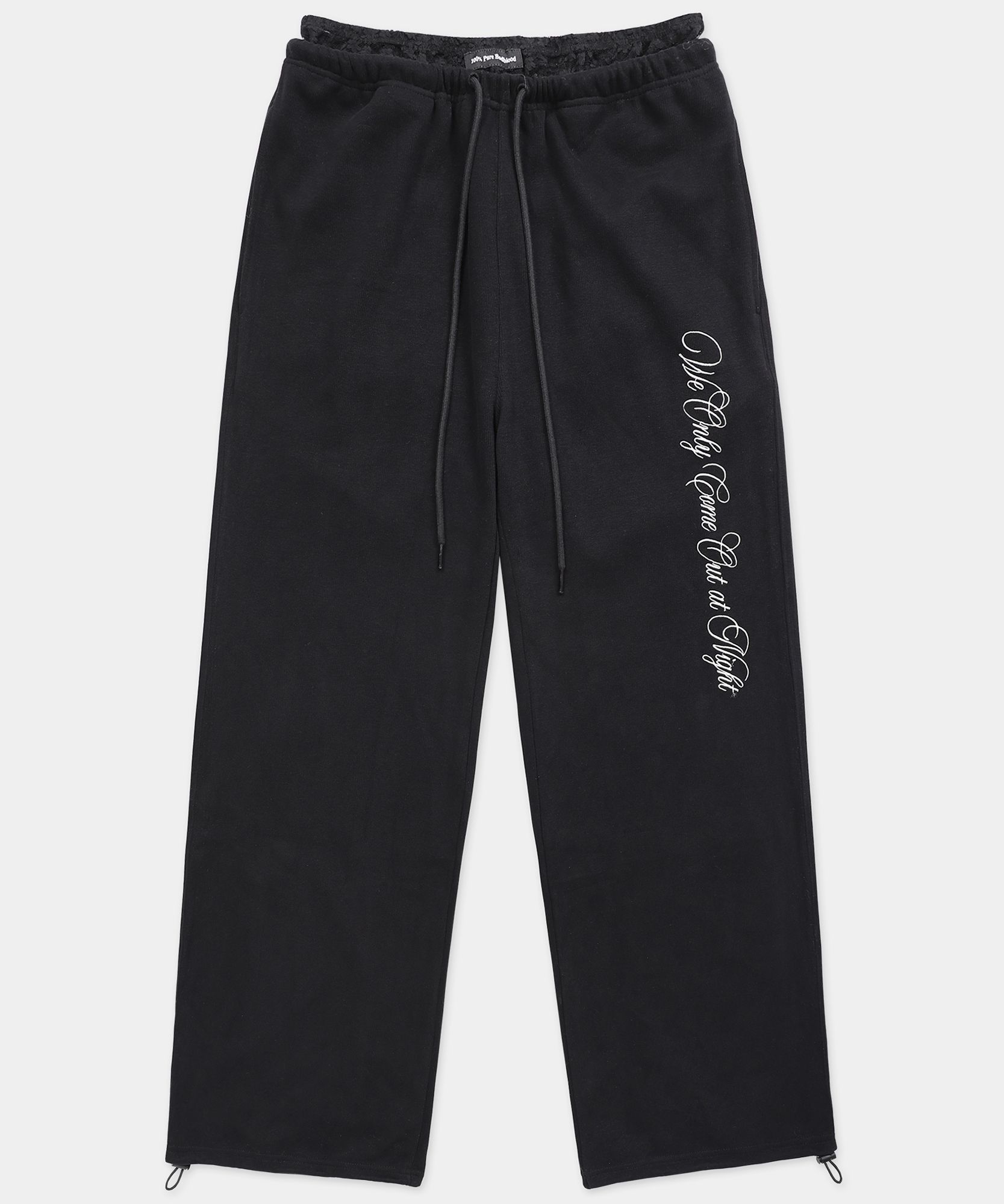 MUSINSA | BADBLOOD Pure Lace Trim Jogger - Black