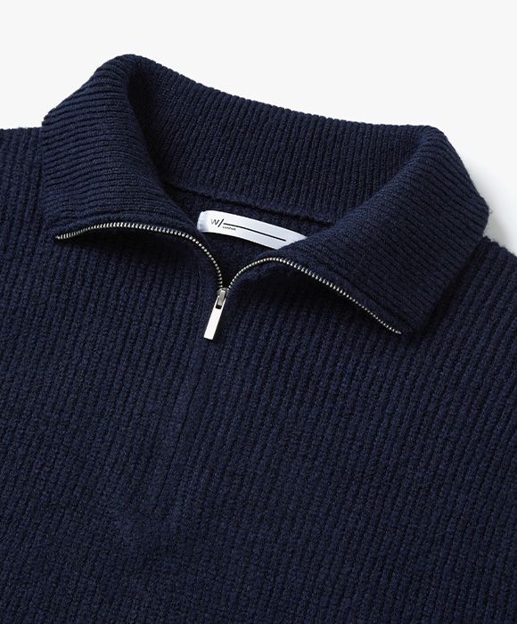 MUSINSA | WITH High neck half zip-up knit – navy