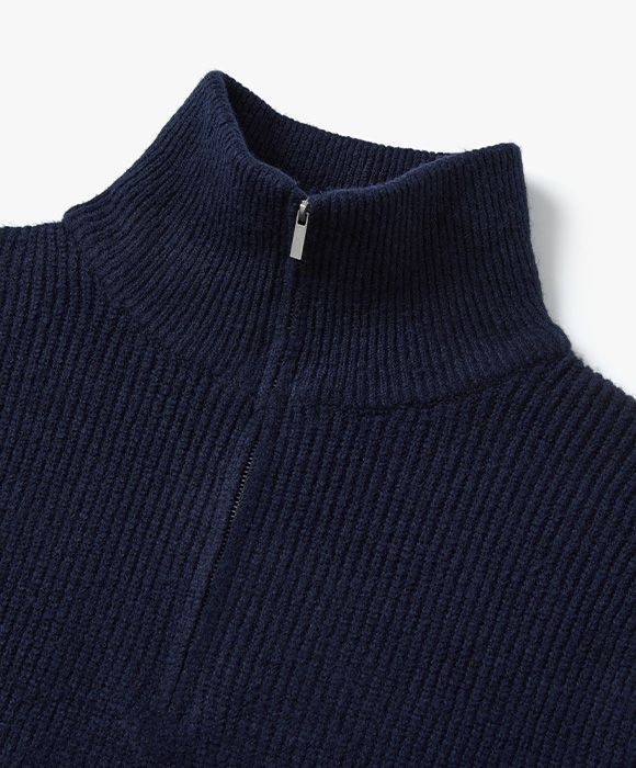 レビュー高評価商品 neck High WITH | MUSINSA half navy – knit zip-up 小物