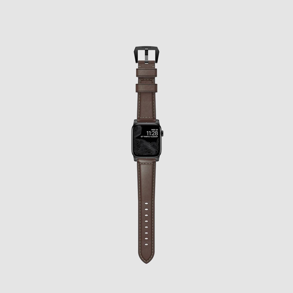 노마드(NOMAD) 애플 워치 천연 가죽 밴드 - 트래디셔널 러스틱 브라운 - 블랙 버클 / 44 45 49mm 울트라