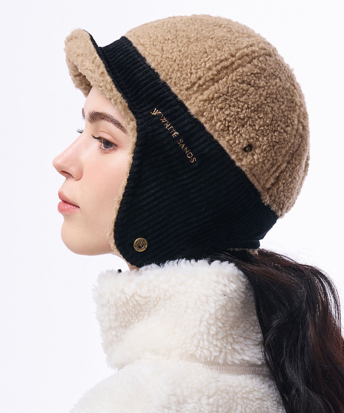 화이트샌즈(WHITE SANDS) 코듀로이 숏 후리스 이어머프 캡 하코트 (6 colors)