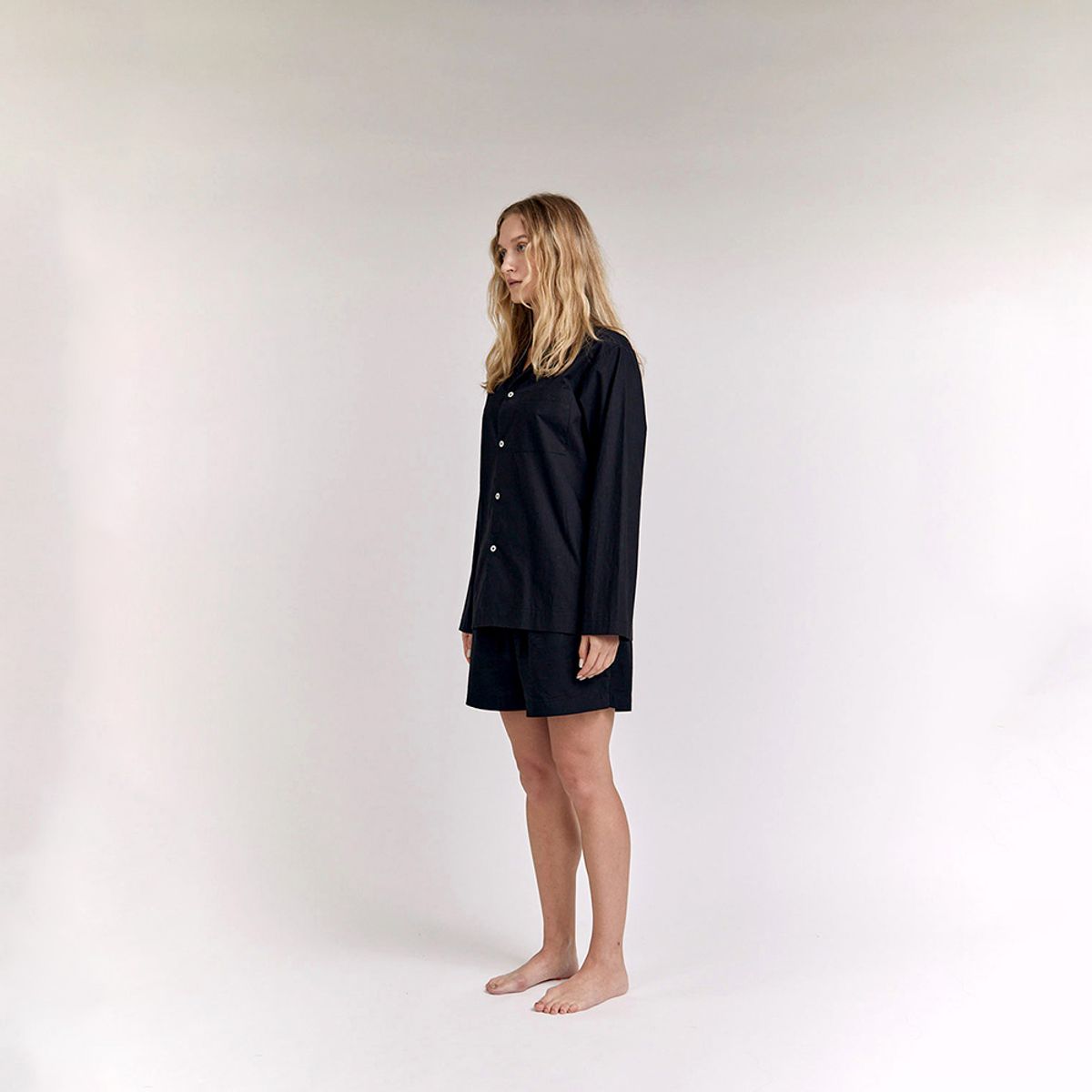 퍼즈플리즈(PAUSE PLEASE) [Hanssem] 100% Cotton Pajamas for Unisex (Black Short Pants Set)