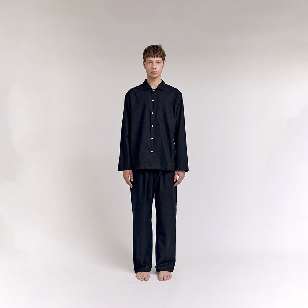 퍼즈플리즈(PAUSE PLEASE) [Hanssem] 100% Cotton Pajamas for Unisex (Black Long Pants Set)