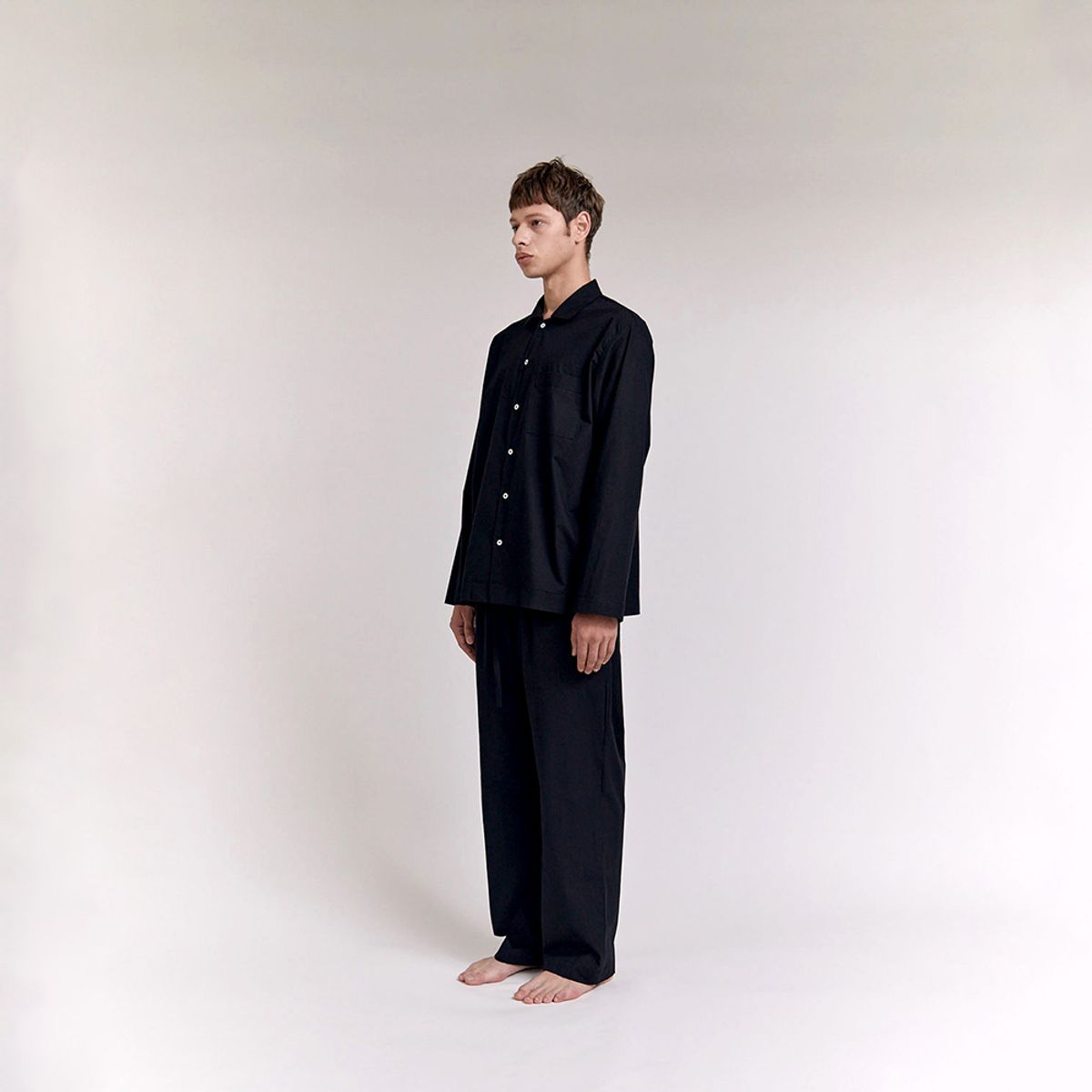 퍼즈플리즈(PAUSE PLEASE) [Hanssem] 100% Cotton Pajamas for Unisex (Black Long Pants Set)