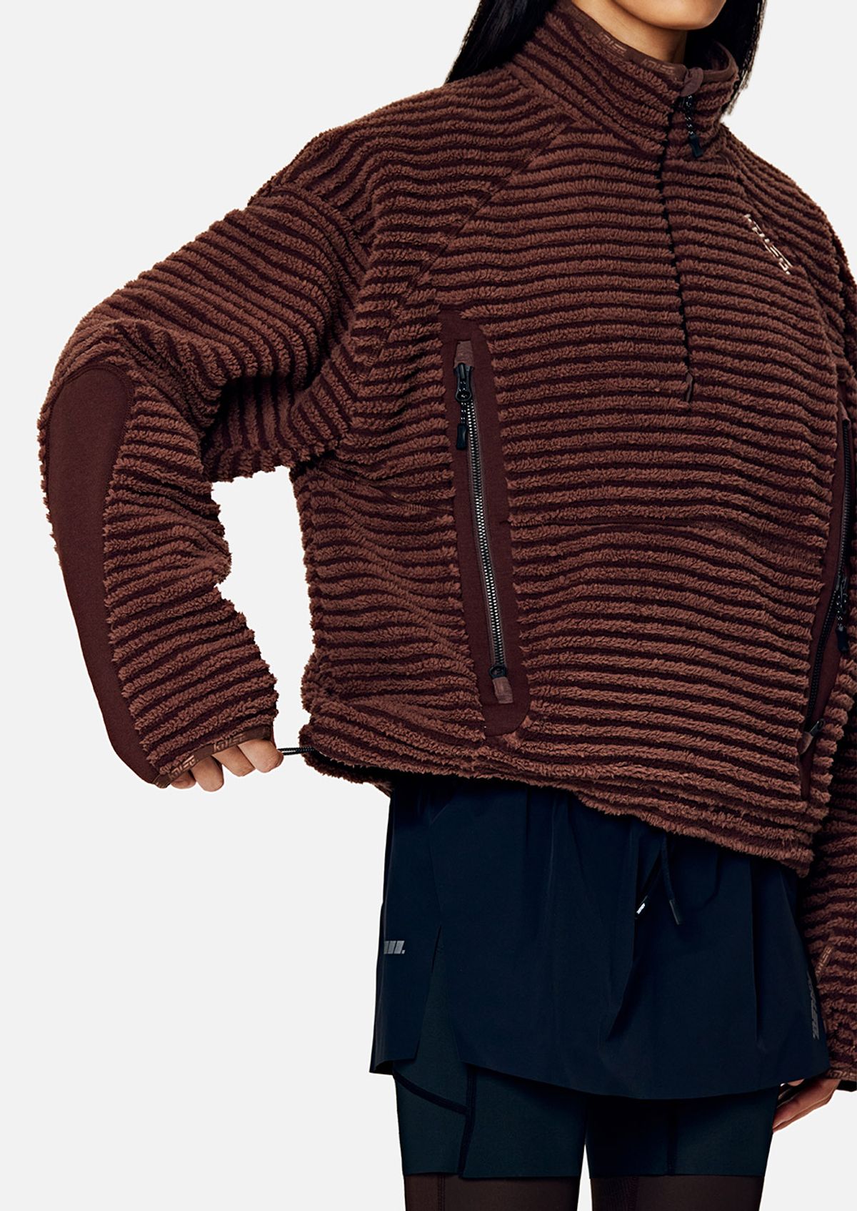 칼렉(KALEG) WOMENS WARM UP HALF ZIP FLEECE JACKET DARK BROWN