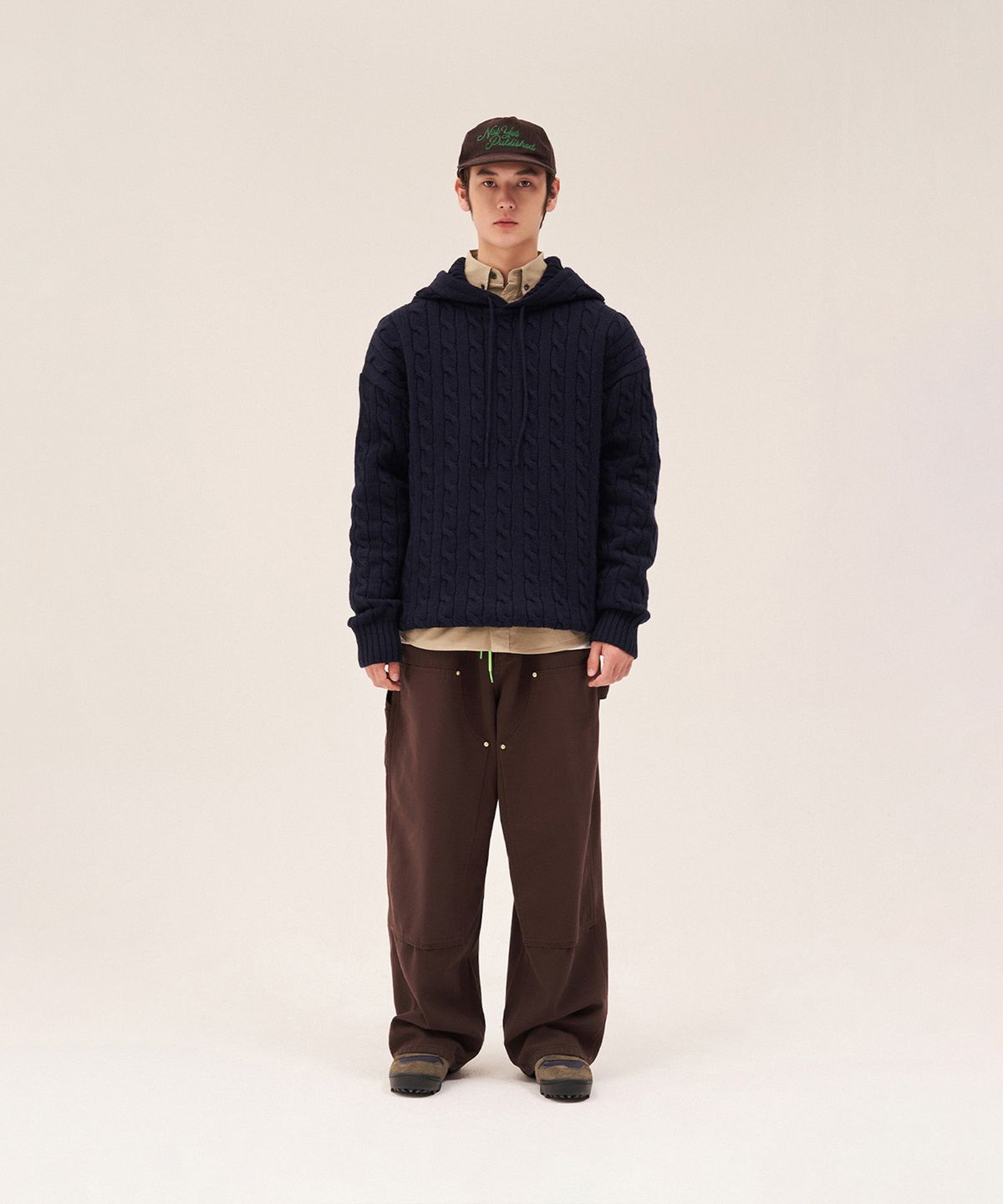 엔와이피(N.Y.P) Cable Knit Hoodie (deep blue)
