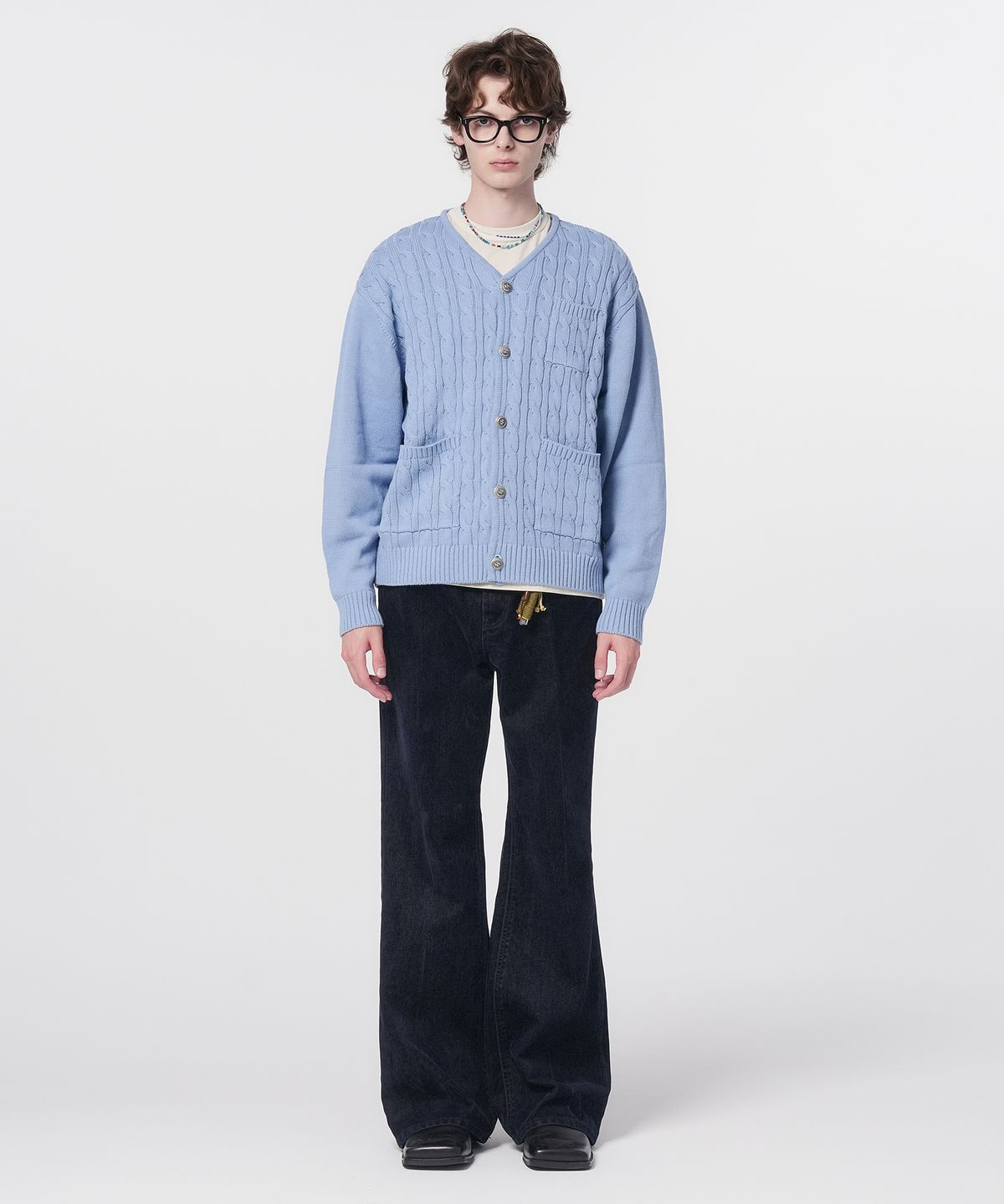 홍우성(HONGWOOSUNG) LOOSE FIT NICKEL BUTTON CARDIGAN_SKY BLUE