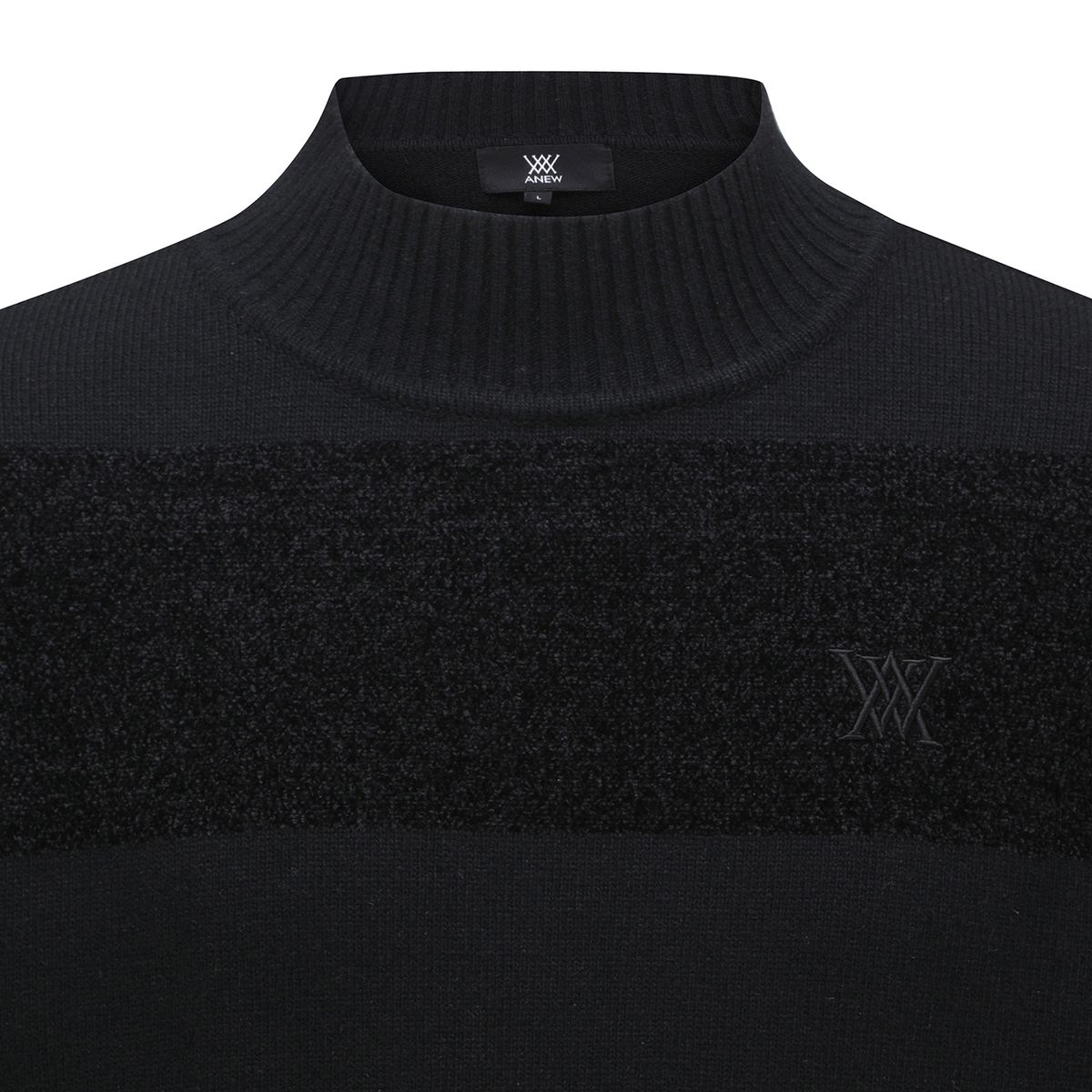 어뉴골프(ANEW GOLF) MEN KNIT BLOCK HIGH NECK SWEATER_BK