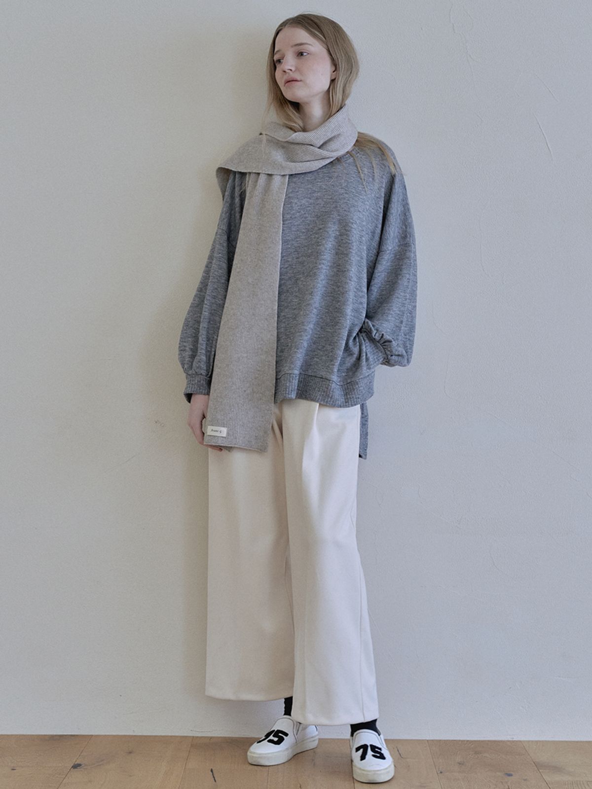 아방(AVANT-G) Wool knit muffler - OATMEAL