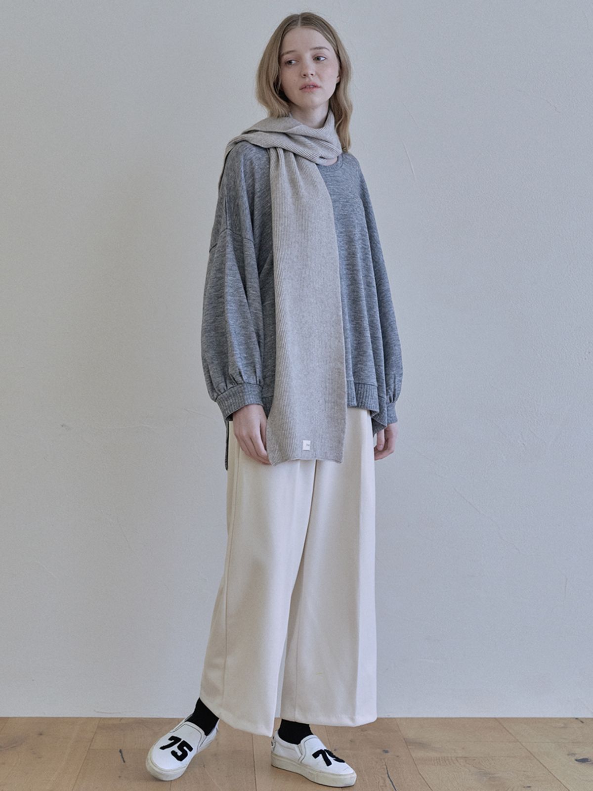 아방(AVANT-G) Wool knit muffler - OATMEAL