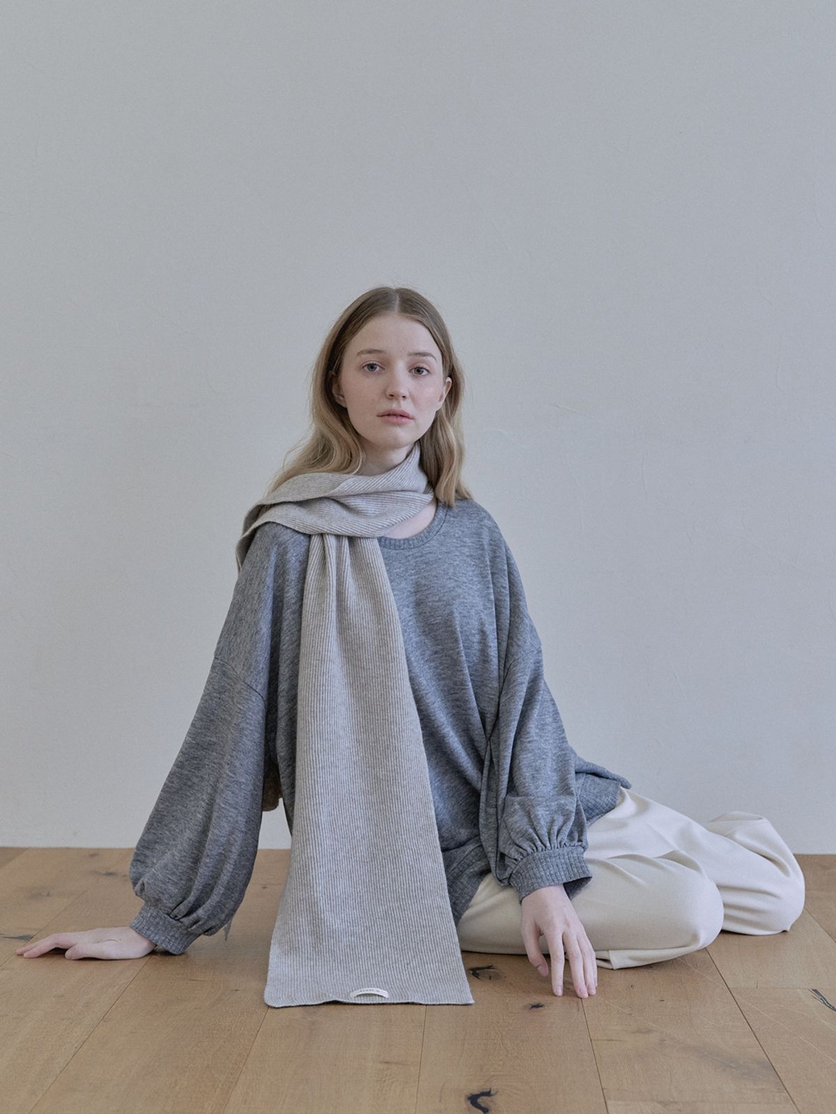 아방(AVANT-G) Wool knit muffler - OATMEAL