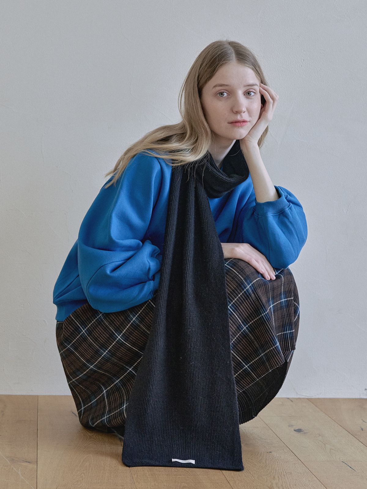 아방(AVANT-G) Wool knit muffler - BLACK