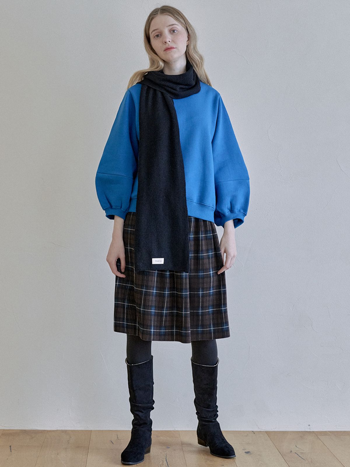 아방(AVANT-G) Wool knit muffler - BLACK