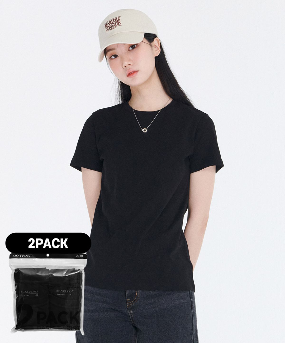 체이스컬트(CHASECULT) 공용 2PACK 반팔 티셔츠-DDZU8288A13