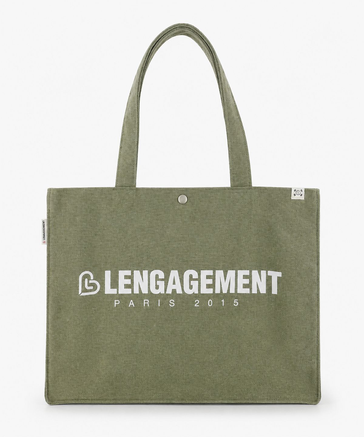 랑가주망(LENGAGEMENT) 스토리 로고  밀리터리 캔버스 쇼퍼백 [카키]