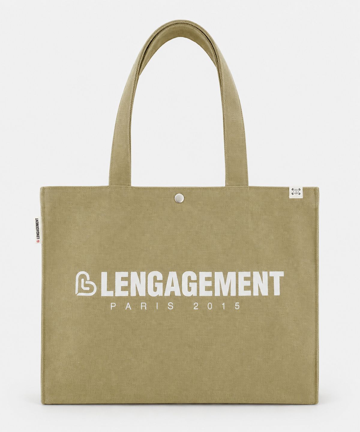 랑가주망(LENGAGEMENT) 스토리 로고  밀리터리 캔버스 쇼퍼백 [베이지]