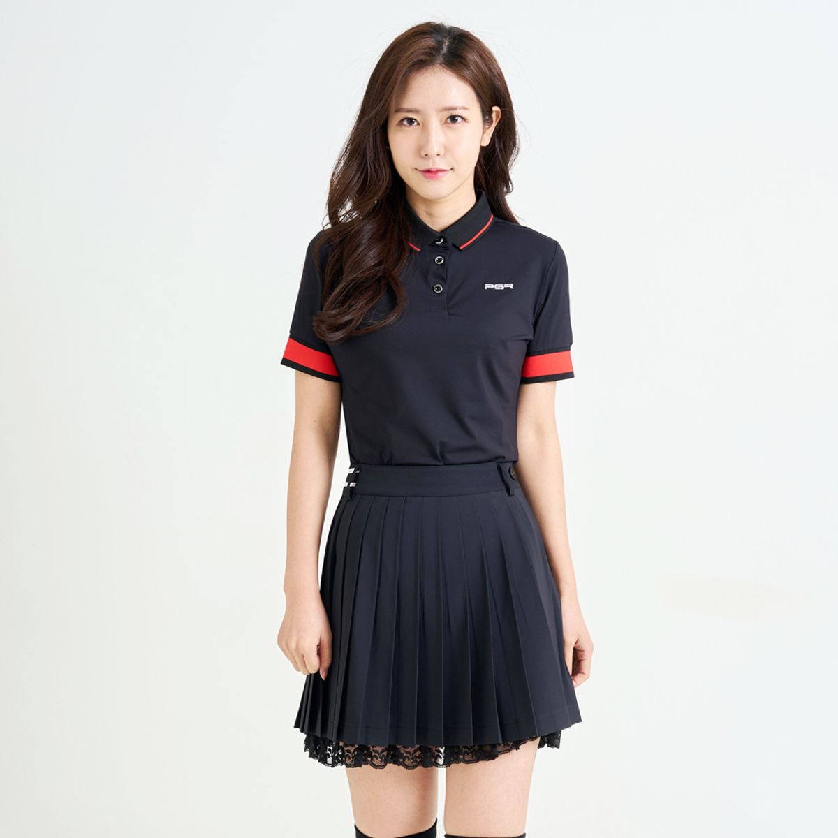 피지알(PGR) 레이스 큐롯 플리츠 스커트 블랙 GS-159