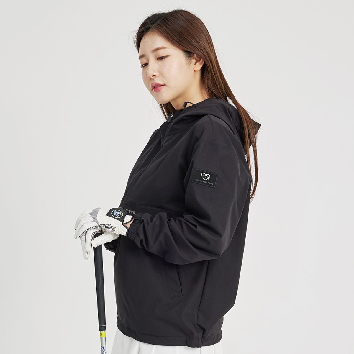 피지알(PGR) 우븐 아노락 후드 자켓 블랙 GW-344