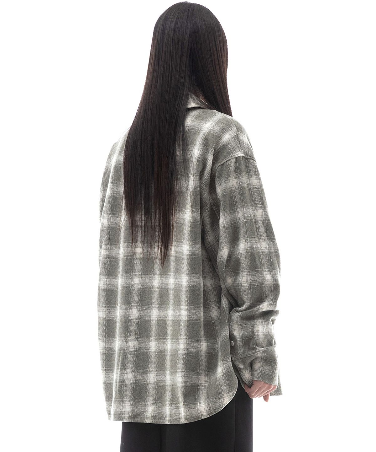 플라즈마스페어(PLASMA SPHERE) INK SHIRT IN MINT GREY(오버핏 체크 셔츠)