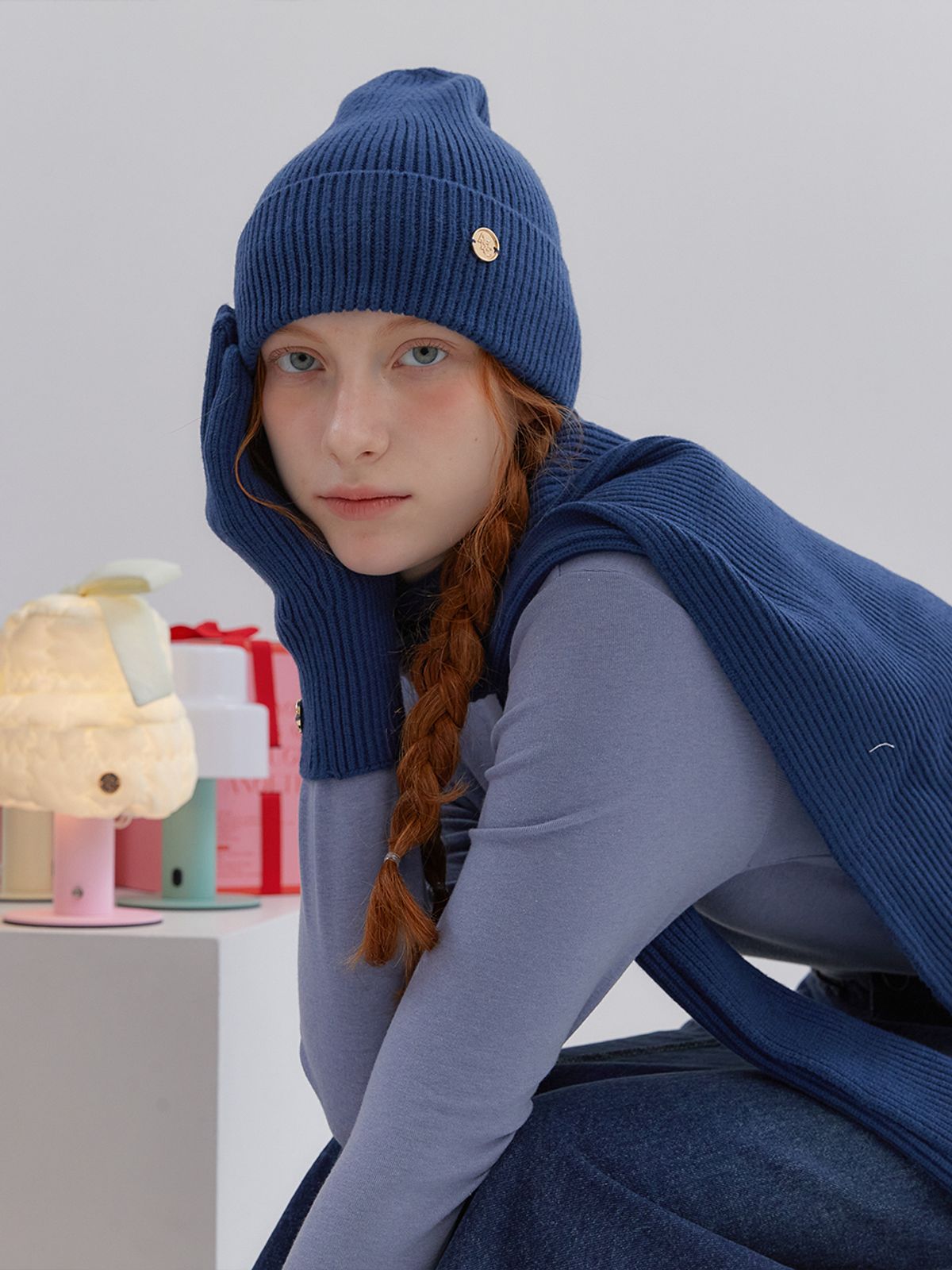 아노에틱(ANOETIC) ANC BEANIE & MUFFLER & GLOVES SET_BLUE