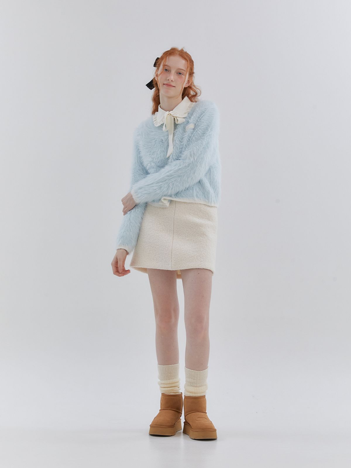 아노에틱(ANOETIC) DAY A-LINE WOOL SKIRT_IVORY