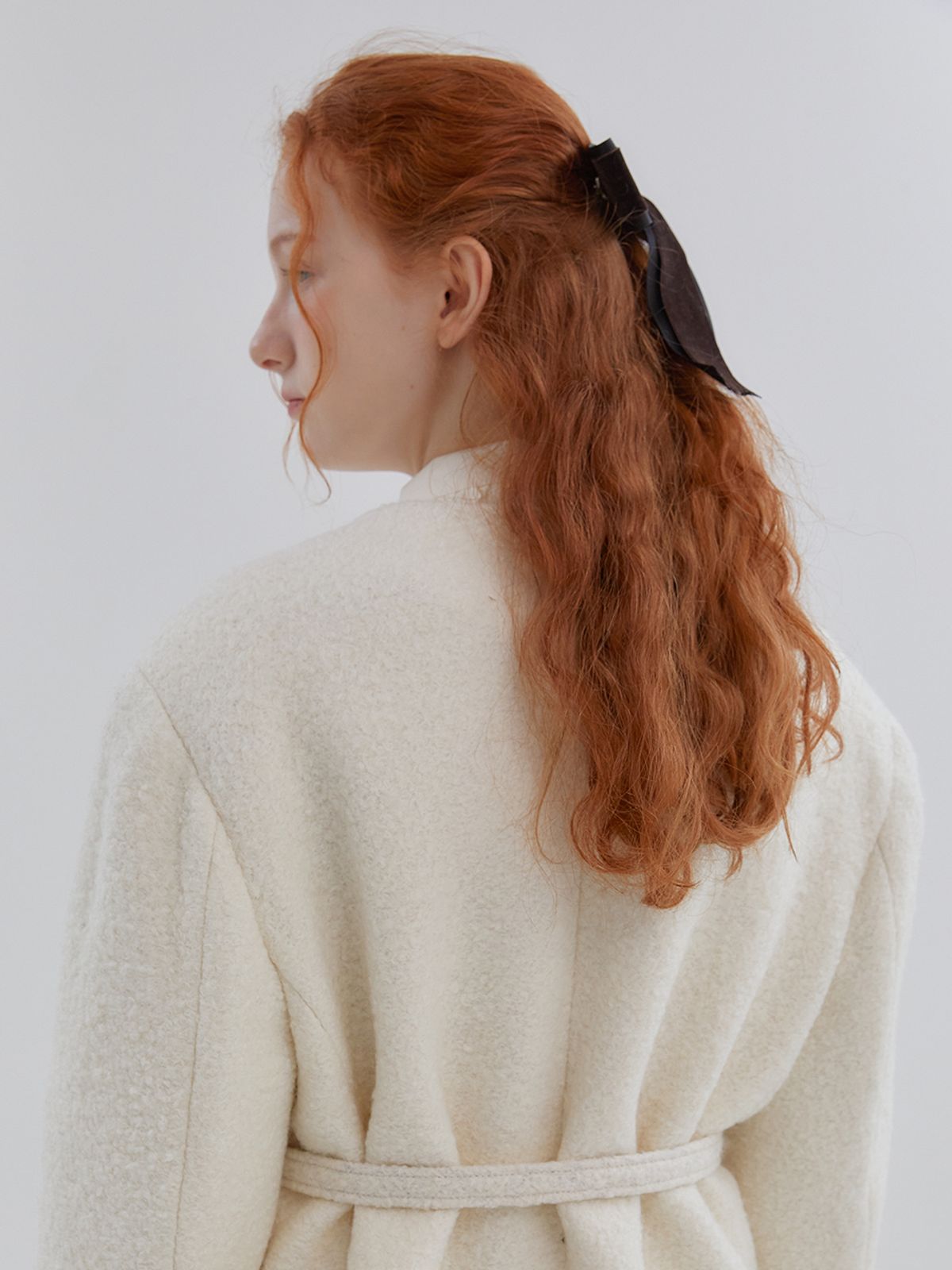 아노에틱(ANOETIC) VELVET CLASSIC RIBBON HAIRPIN_BROWN