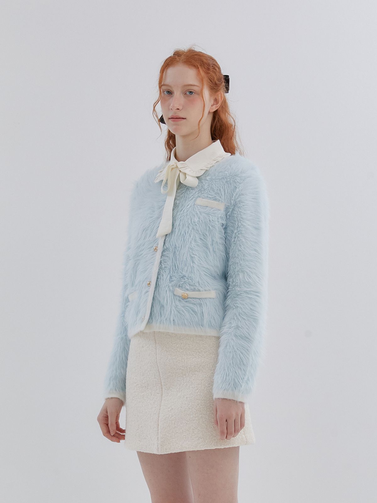 아노에틱(ANOETIC) ANGORA KNIT JACKET_SKY BLUE