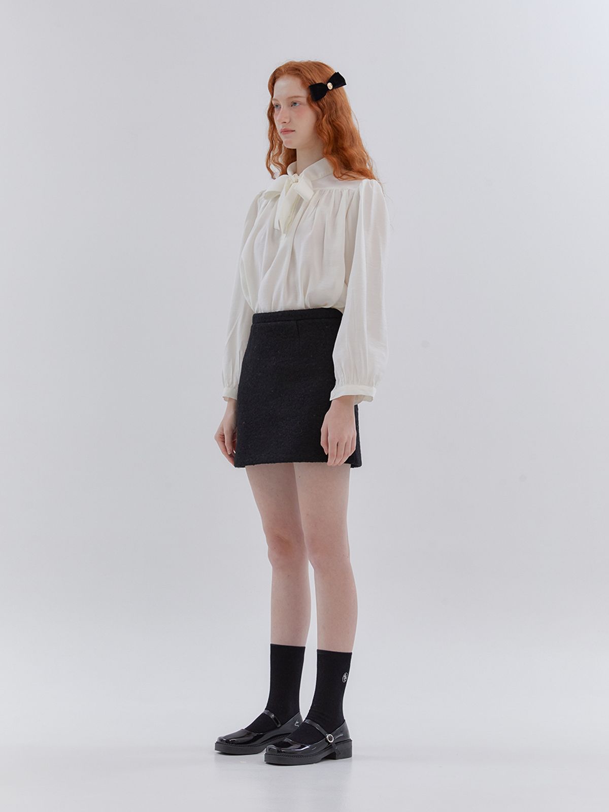 아노에틱(ANOETIC) DAY A-LINE WOOL SKIRT_BLACK