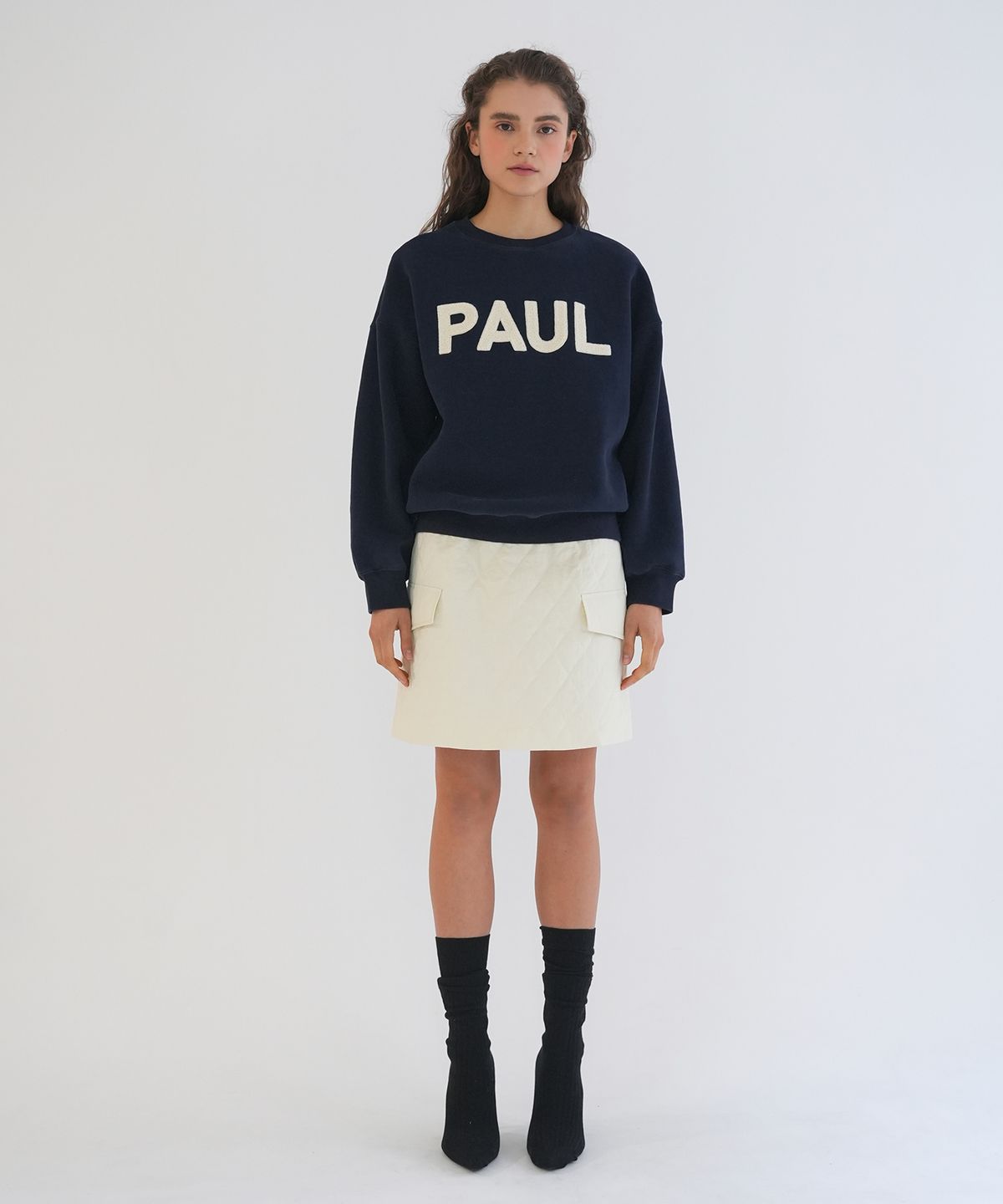 폴앤앨리스(PAUL&ALICE) QUILTED MINI SKIRT / IVORY