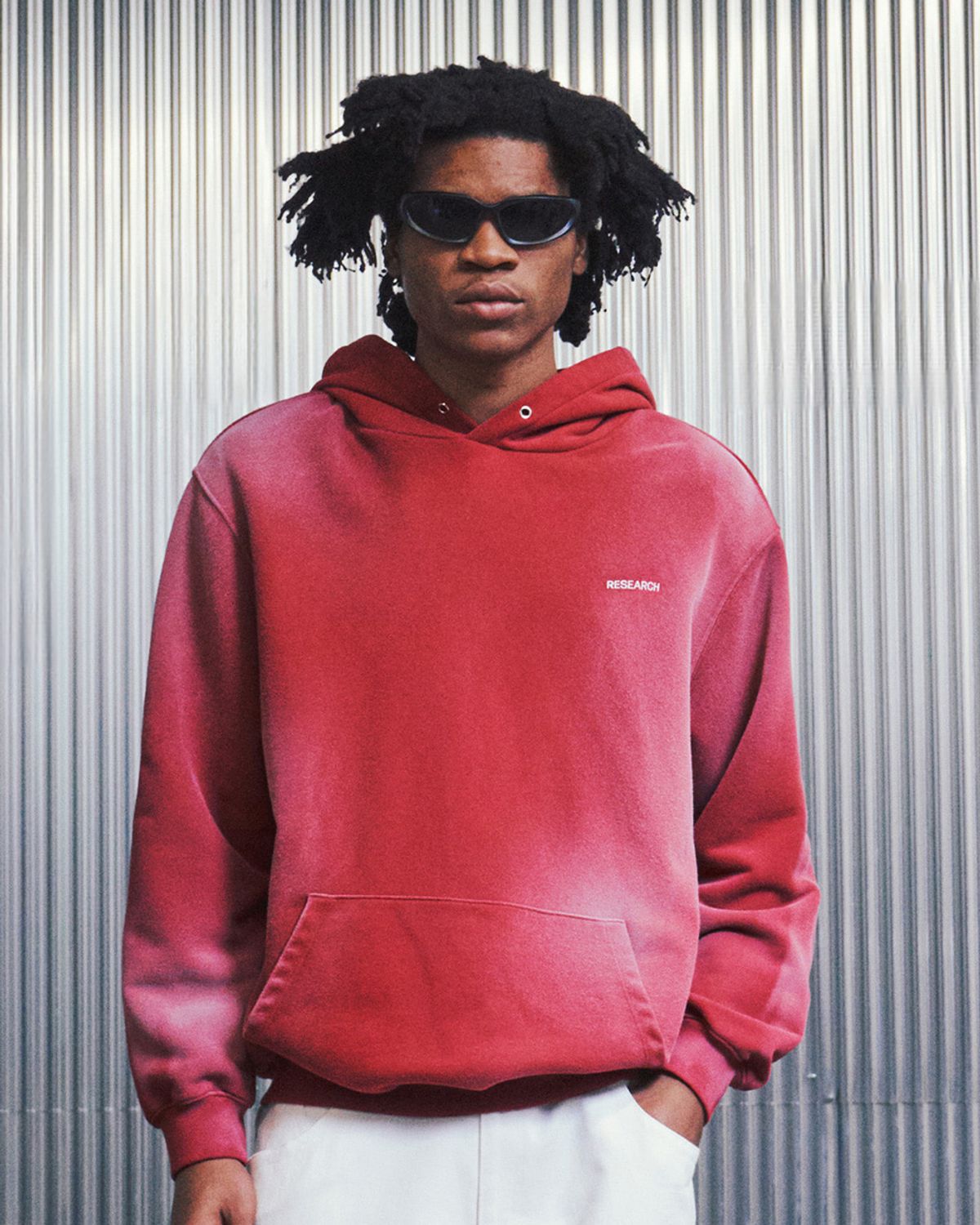 에프디알(FDR) White Air Brushed Blue Print Hood_Red