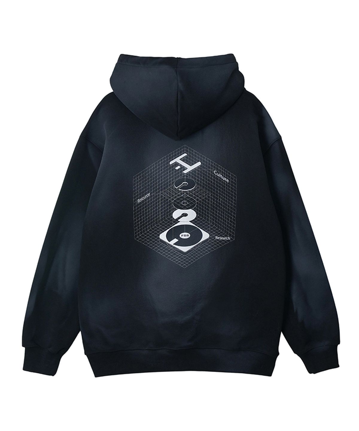 에프디알(FDR) White Air Brushed Blue Print Hood_Black
